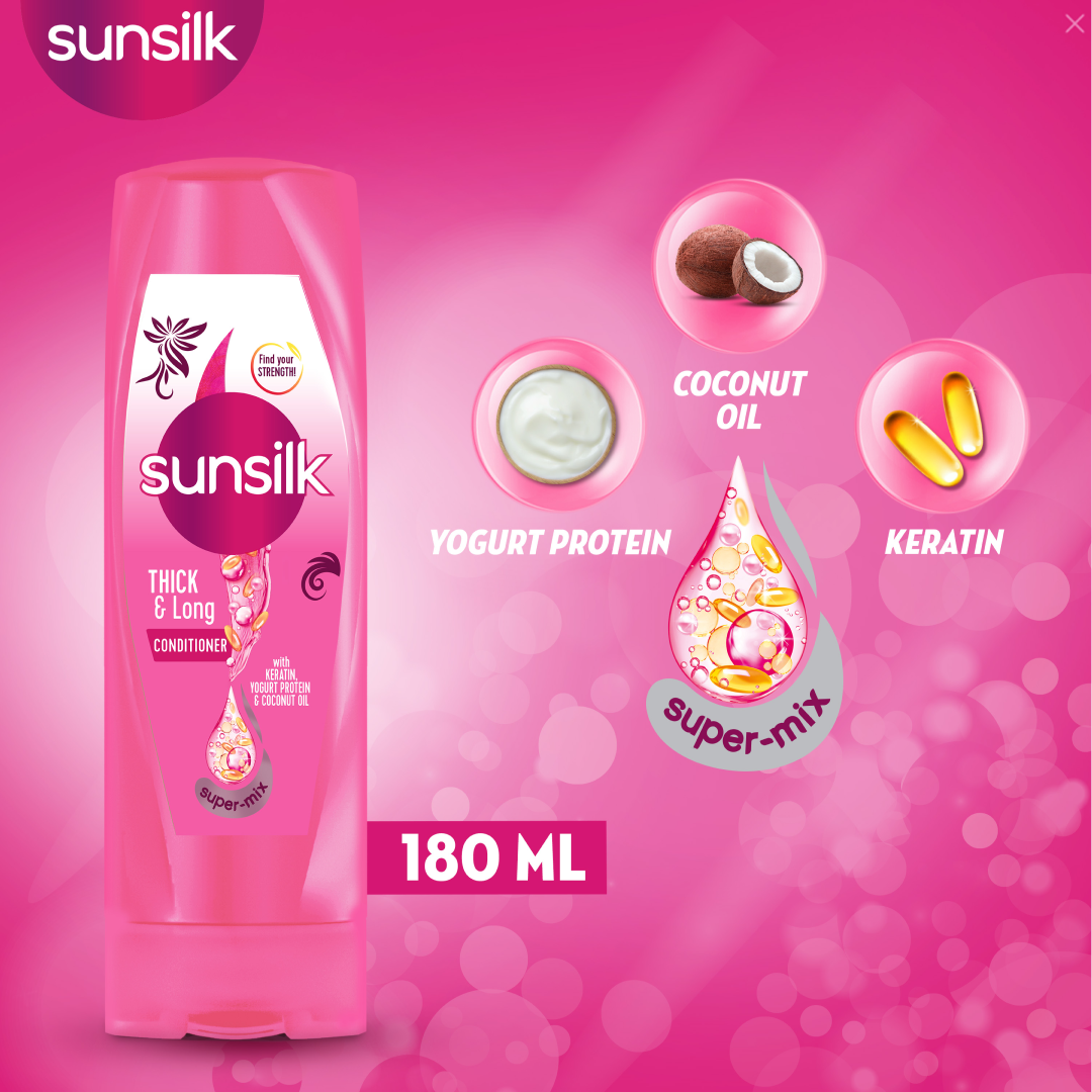 SUNSILK CONDITIONER THICK & LONG 180ML