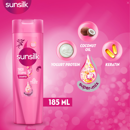 SUNSILK SHAMPOO KERATIN YOGHURT THICK & LONG 185 ML