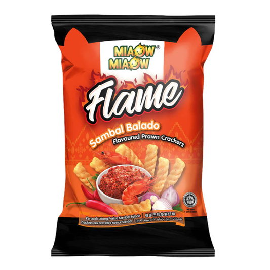 MIAOW MIAOW CHIPS FLAME SAMBAL BALADO PRAWN CRACKER 50 GM